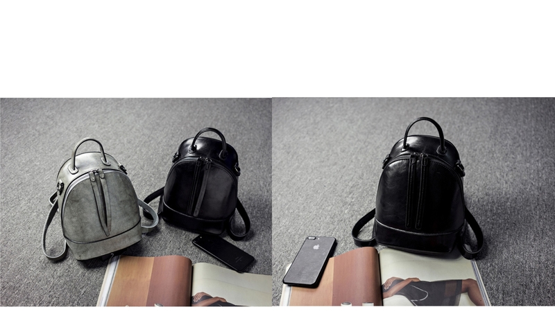 新款韓國時尚大牌女式雙肩包油臘真皮牛皮背包