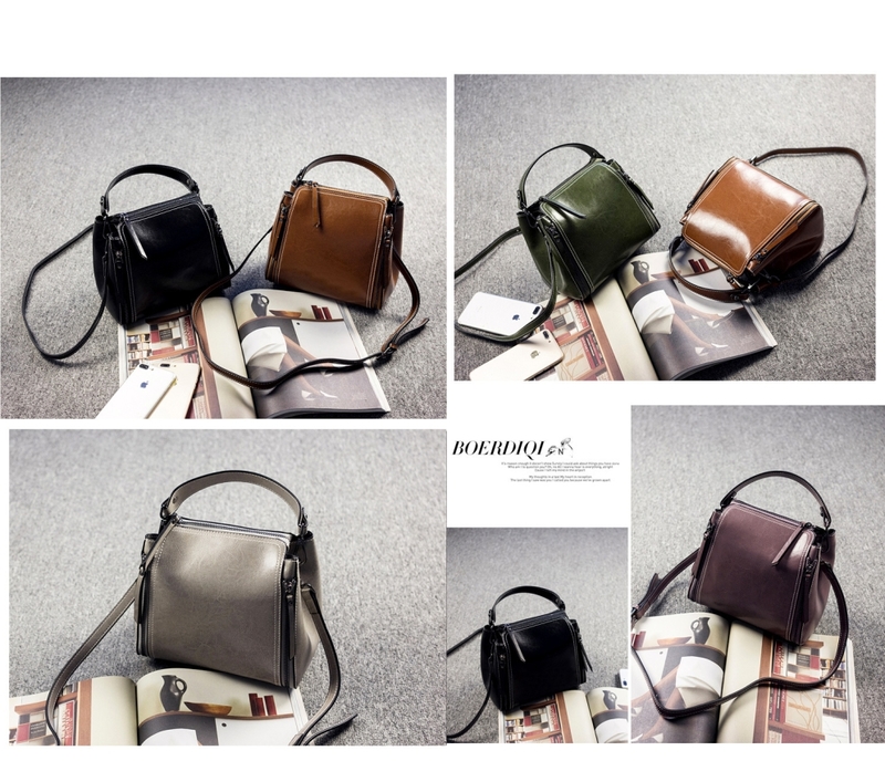 韓版風範新款油蠟牛皮時尚百搭手提單肩斜挎包