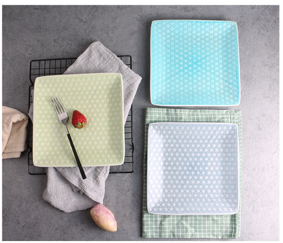 藝術創意西餐牛排盤子個性家用陶瓷餐具飯菜水果盤簡冰裂紋