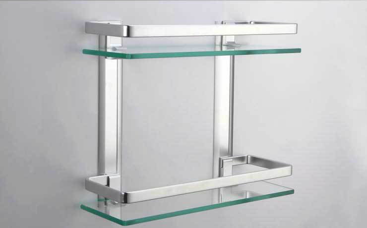 太空鋁浴室置物架實心合金加厚鋼化玻璃長方形細膩噴砂(多種規格可選)