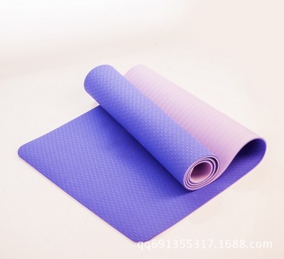 印花雙色瑜伽墊環保無味橡膠雙面瑜珈墊加厚防滑-6MM