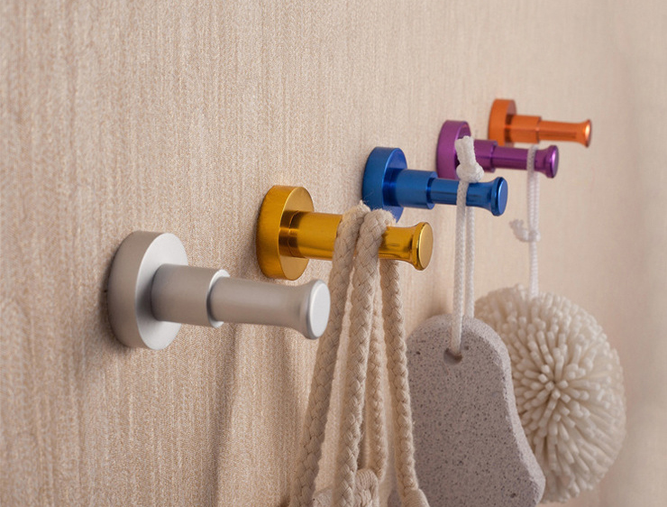  彩色太空鋁單衣鉤浴室時尚個性炫彩浴袍衣服毛巾掛鉤