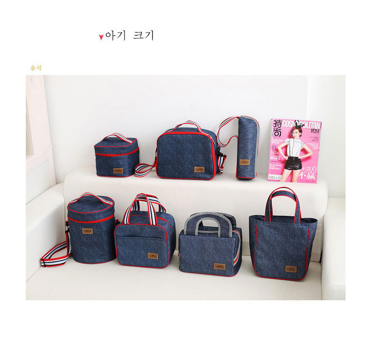 時尚牛仔布袋午餐包保溫包便當包午餐袋手提收納袋