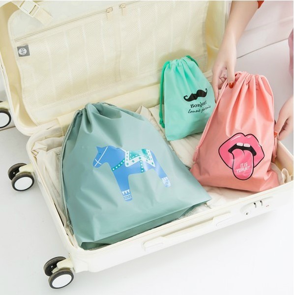 旅行防水收納袋束口袋抽繩衣物收納袋分裝整理袋組