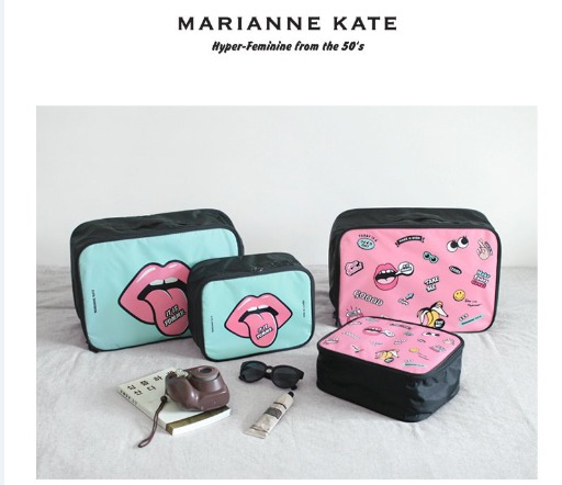 韓國可愛卡通手提旅行收納包登機包大號行李衣物拉桿箱整理包-小號