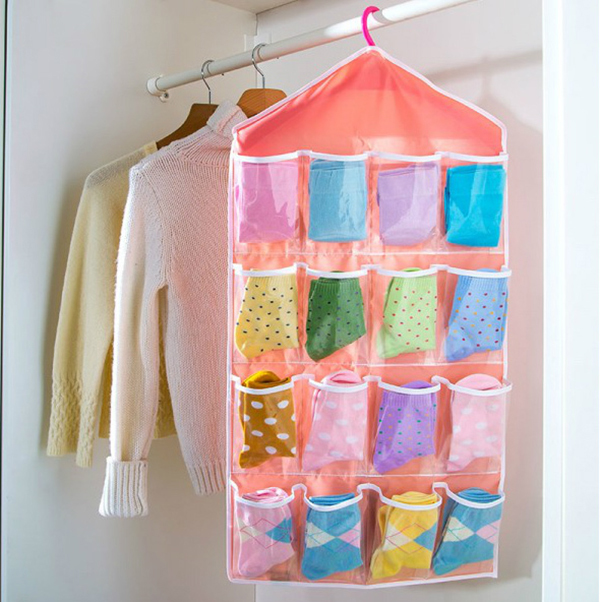 衣櫃內褲襪子分類收納袋 掛袋 綠 藍 米 紅可選