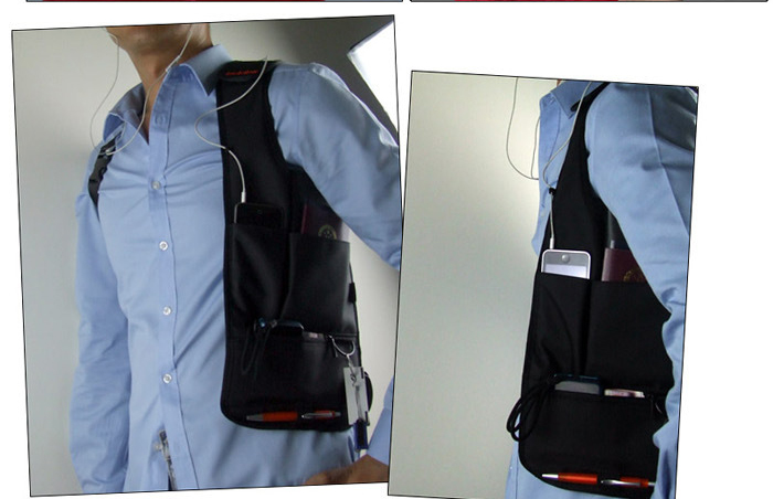 新款2016升級隱藏式防盜IPHONE IPA 腋下雙肩背包手機包