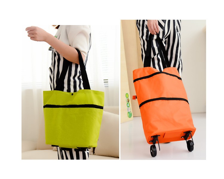  折疊兩用時尚多功能手提包 附拖輪可變為購物袋 超便利省空間的收納包