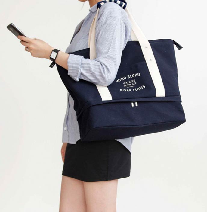 韓國帆經典帆布旅行包 大容量單肩包 4色可挑