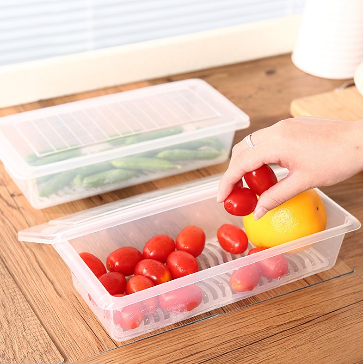  長方形保鮮盒方便收納 附加瀝水功能 便利儲物冰箱保鮮盒
