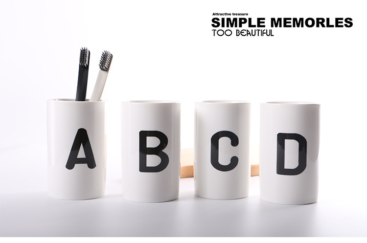 26個英文字母創意陶瓷水杯餐廳咖啡杯家用果汁杯口杯禮品杯子(2入1組)