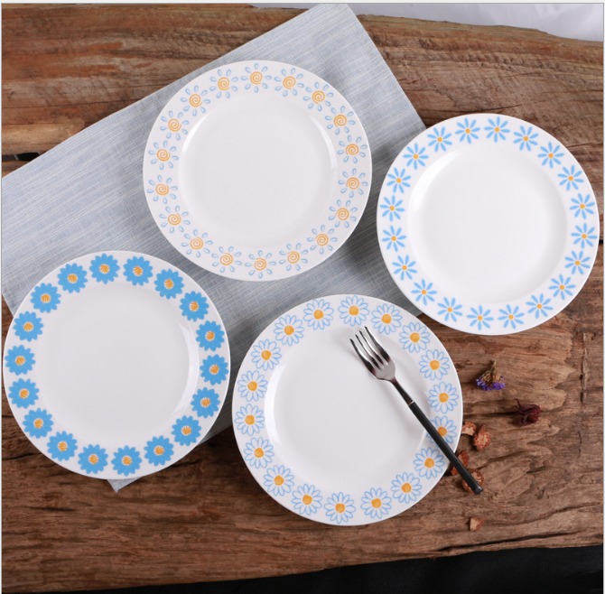 北歐創意餐具花卉圖案餐盤牛排盤陶瓷點心盤子8寸平盤