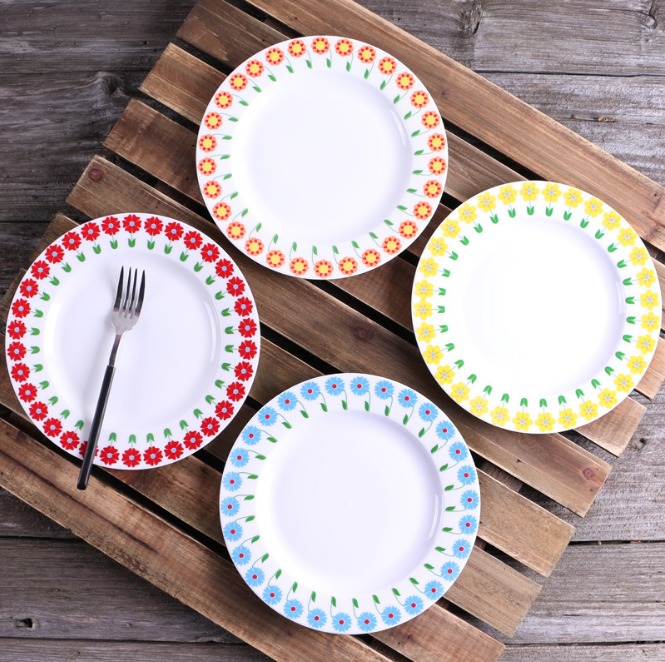 平淺朵朵小花菜盤盤子陶瓷創意日韓牛排盤禮品餐具(4入1組)