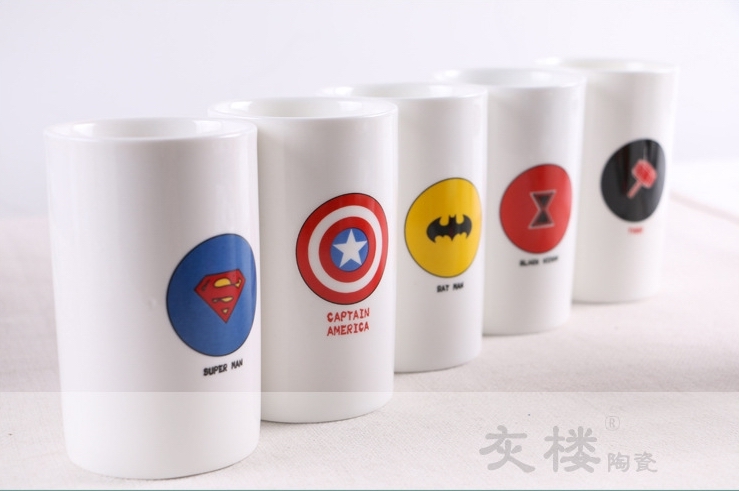 復仇者大聯盟圖案漱口刷牙杯直口洗漱杯健康瓷質簡約陶瓷杯