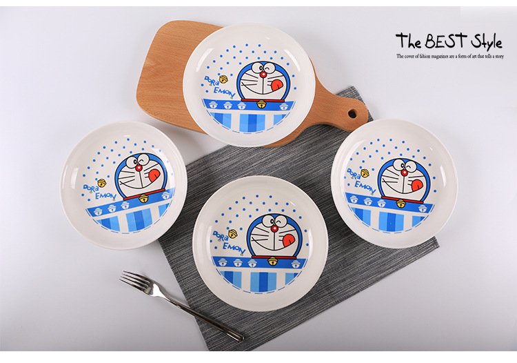 可愛陶瓷菜盤子西餐湯盤牛排早餐甜品圓盤套裝餐具禮品(4入1組)