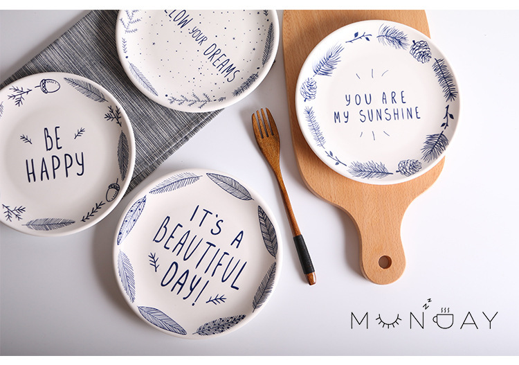 創意圓形西餐盤牛排盤蛋糕早餐盤子中式陶瓷餐具餐廳碗盤(4入1組)