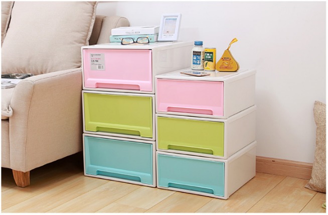 可疊透明鞋盒彩色加厚收納盒塑料抽屜櫃整理箱儲物箱-小4入組