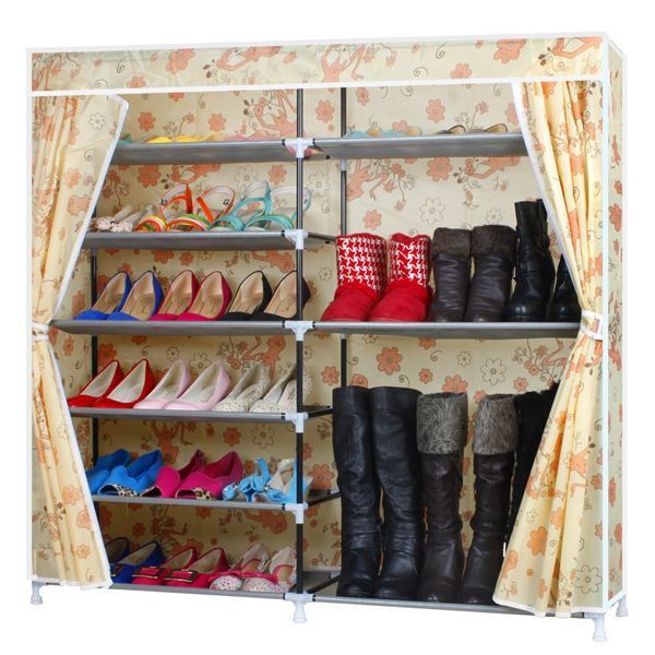樂活簡易牛津布鞋架防塵創意鞋櫃鞋架子-開合雙排6格