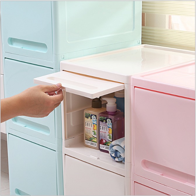 設計款滑門床頭收納櫃加厚塑料儲物櫃玩具雜物透明整理櫃-2層