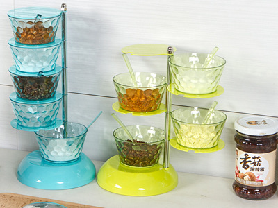 北歐360度可旋轉水晶五層調味盒廚房用品調味瓶調料罐