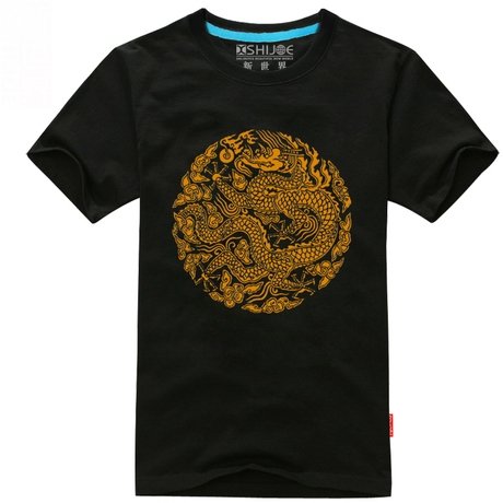 皇帝龍袍圖案 龍紋Logo 情侶裝短袖T-Shirt 100%純棉 五色可挑 各尺碼皆有
