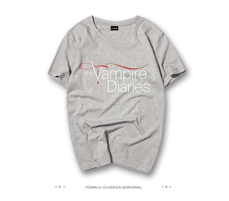 吸血鬼日記Elena Stefan Damon達蒙夏季新款男短袖 T恤 衣服上衣