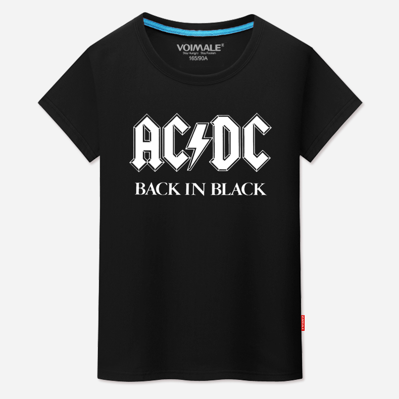 ACDC金屬搖滾樂隊 Back in black 短袖T恤 ACDC 男純棉半袖體恤衫